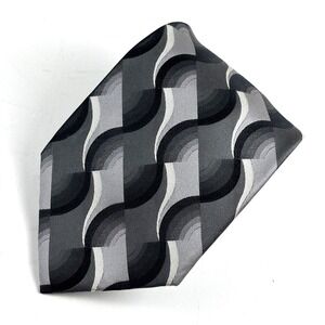 Arrow Necktie Mens OS Gray Geometric Wave Silk Formal Business Tie Corporate
